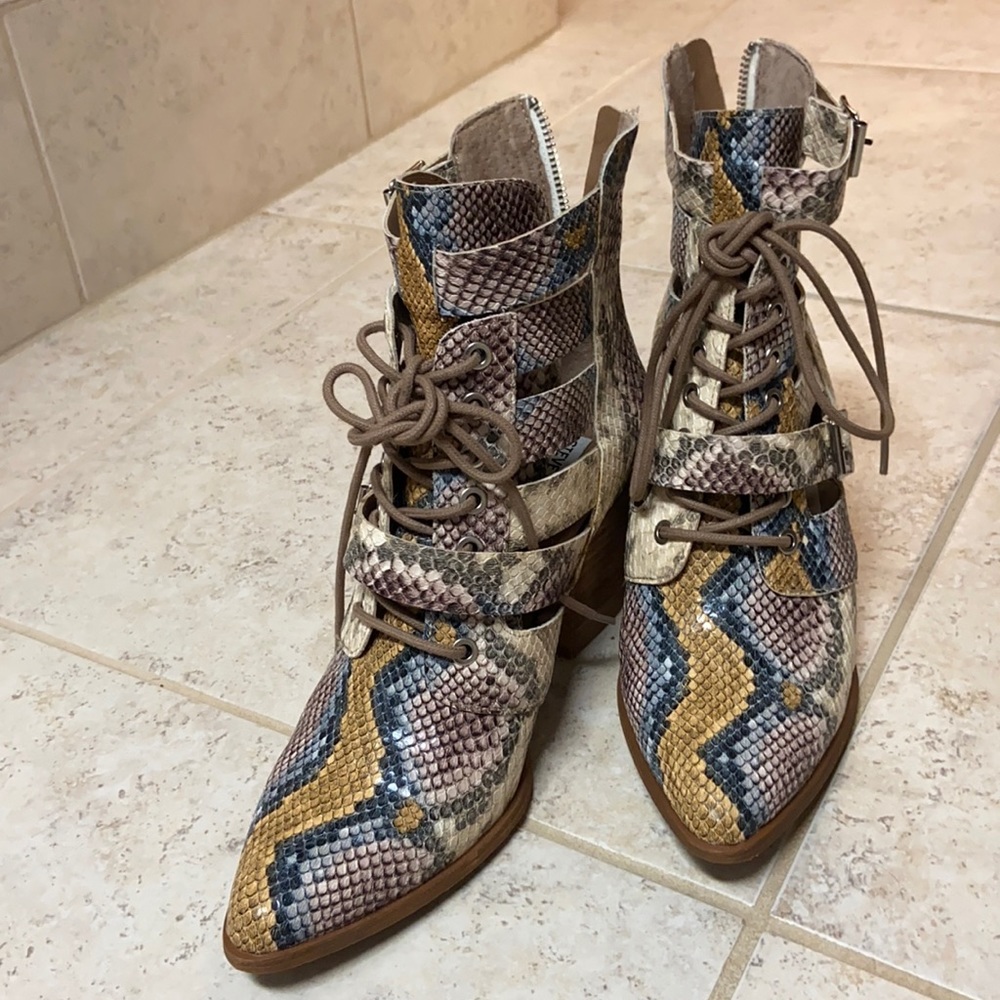 Steve Madden multi-color snakeskin bootie